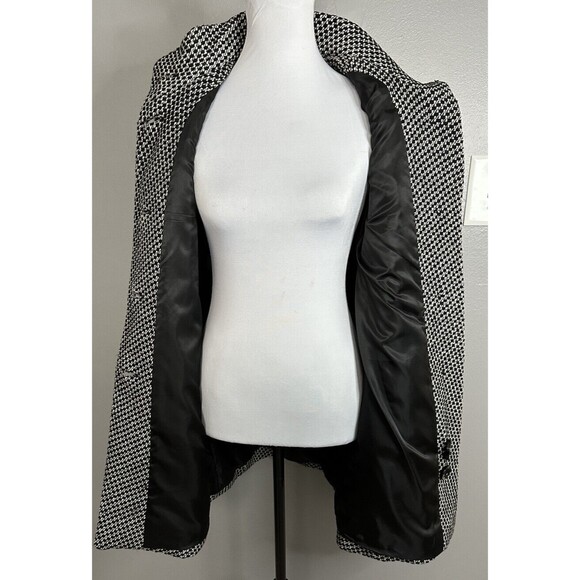 Anne Klein Black White Wool Blend Mid-Length Coat Sz XS Fully Lined Peacoat - Picture 5 of 9